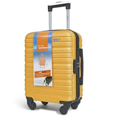 Afbeelding van KINSTON Cabinekoffer met 4 afneembare wielen, lichte en duurzame handbagage, LowCost maat, draaibare Geel.