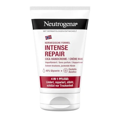 Afbeelding van Neutrogena Intense Repair CICA ongeparfumeerde handcrème (50 ml) voor zeer droge handen met 45% glycerine en Centella Asiatica verzorgende vochtinbrengende crème extreem