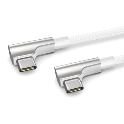 Afbeelding van PAXO 0,2 m oplaadkabel, 3 A, USB C naar C, 2.0, elegante hoekstekker, bijzonder flexibele stoffen ommanteling, wit