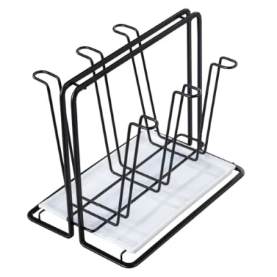 Afbeelding van Xavax afdruiprek voor 6 flessen (metalen flessenhouder, containers met lekbak Sodastream, Air up, Avent, Philips), zwart
