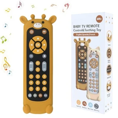Afbeelding van JoyJoyful Speelgoed met afstandsbediening voor kinderen, baby, 1 jaar, 3 talen, educatieve spellen, cadeau meisjes van Frans/Spaans/Engels, muziekspeelgoed, vroeg leerspeelgoed,