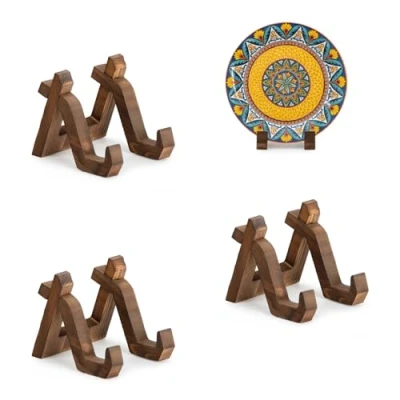 Afbeelding van ANBOXIT 3 stuks 10,2 cm bordenhouder voor display, decoratieve fotolijst, plat, fotoplaat, houten standaard