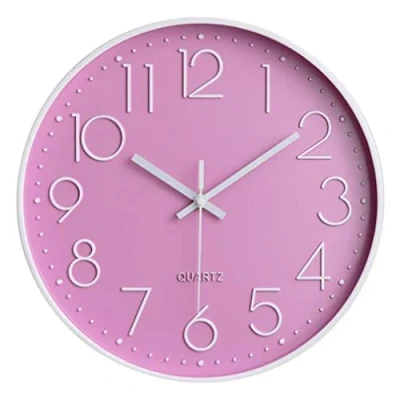 Afbeelding van Taodyans Stille wandklok van 30 cm Moderne ronde kwartsklok op batterijen Voor kantoor, klaslokaal, woonkamer, slaapkamer (roze wit)