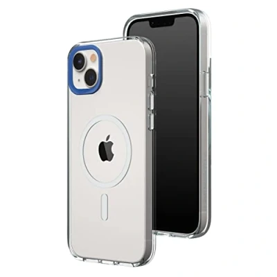 Afbeelding van RHINOSHIELD Clear Case compatibel met Magsafe voor [iPhone 14 Plus] hoge magneetkracht, transparantie en vergelingsbestendig. Personaliseerbaar Kobaltblauw contourlenzen
