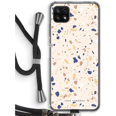 Afbeelding van Case Company® hoesje met Koord geschikt voor Samsung Galaxy A22 5G Terrazzo N23 Telefoonhoesje Zwart Bescherming aan alle Kanten en Over de Schermrand