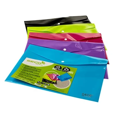 Afbeelding van Seco envelopmap A4 assorti PP 180 micron 5 stuks milieuvriendelijk SE PPLSA4 AST