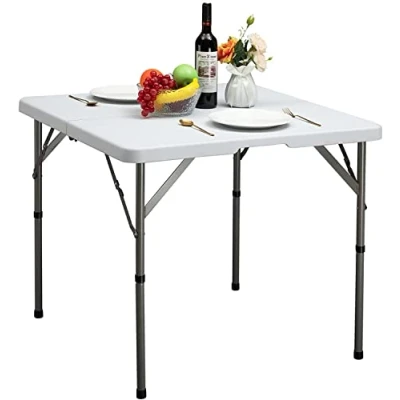 Afbeelding van HollyHOME Klaptafel, campingtafel, 87 cm, picknicktafel, vierkante tafel met handvat voor tuin, barbecue, restauratie, feest, keuken, buiten, binnen
