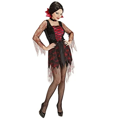 Afbeelding van Widmann Vampier &amp; Dracula Kostuum Doorzichtig Spiderweb Vrouw Rood, Zwart Medium Halloween Verkleedkleding