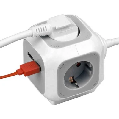 Afbeelding van Brennenstuhl Stekkerblok vierkant USB aansluiting en montage voet