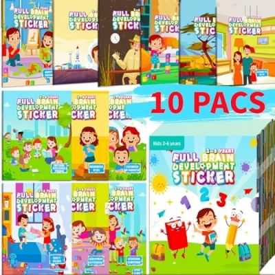 Afbeelding van JoyJoyful Stickerboek vanaf 2, 3, 4, 5, 6 jaar, 10 stuks, herbruikbaar, waterdicht, stickers voor peuters, verjaardagscadeaus, gastgeschenken