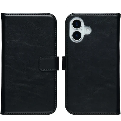 Afbeelding van Selencia Echt Leren Bookcase voor de Apple iPhone 17 Zwart