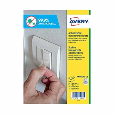 Afbeelding van Antimicrobiele sticker Avery 30x3020x2025x10mm transp.