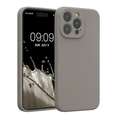 Afbeelding van kwmobile telefoonhoesje geschikt voor Apple iPhone 15 Pro Max TPU backcover met siliconen coating Smartphone case in steengrijs