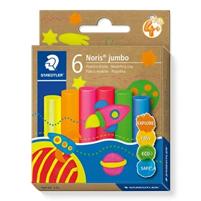 Afbeelding van Noris jumbo boetseerklei 6 kleuren FLUO