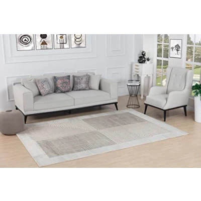 Afbeelding van SURYA Vloerkleed Woonkamer, Slaapkamer Modern Scandinavisch Tapijt AITANA Beige/Wit 80x150 cm