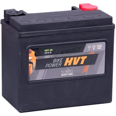 Afbeelding van intAct HVT motorfietsaccu accu voor scooter, motorfiets, gazontractor. Onderhoudsvrije en lekvrije 05, CB16 B, 65991 82B, 12V 22Ah (c20), 300A (EN) Afmetingen