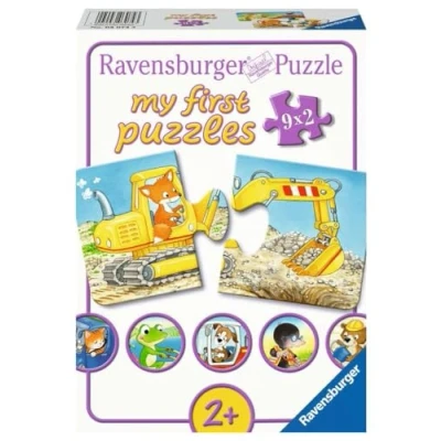 Afbeelding van Ravensburger kinderpuzzel 03074 dierlijke bouwplaats schuimrubberen puzzel met 9 x 2 delen, My First Puzzle voor kinderen vanaf 10 maanden