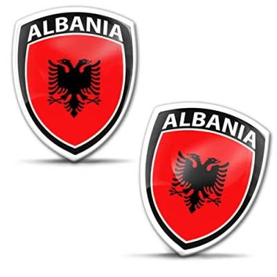 Afbeelding van Biomar Labs Set van 2 3D gelstickers voor auto, motorfiets, fiets, raam, deur, pc, mobiele telefoon, tablet, laptop, Albanese vlag F 215