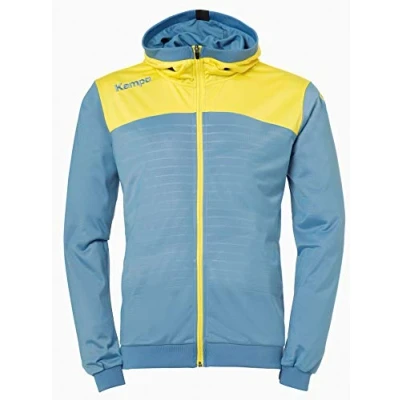 Afbeelding van Kempa Emotion 2.0 Jas met Capuchon Kind Dove Blauw Limoen Geel Maat 164