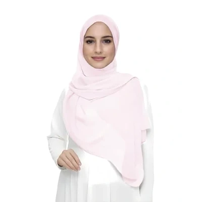 Afbeelding van Hijab sjaal voor moslimvrouwen, van chiffon, rechthoekig, lichte en soepele stof, Lichtroze