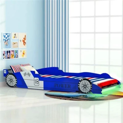 Image de vidaXL Lit voiture de course pour enfants avec LED 90 x 200 cm Bleu 243937