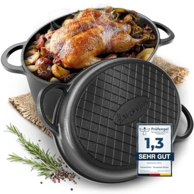 Afbeelding van Gietijzeren braadpan ovaal (zwart geëmailleerd)