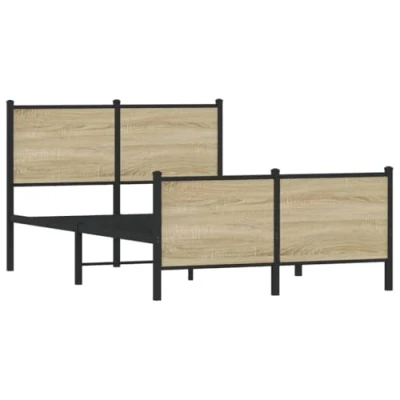 Afbeelding van Bedframe hoofd en voeteneinde metaal sonoma eiken 120x200 cm