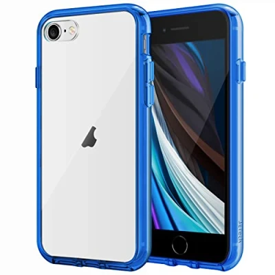 Afbeelding van JETech Beschermhoes voor iPhone SE 3/2 (model 2022/2020), 8 en 7, 4,7 inch, transparante beschermhoes, stoot krasbestendig (blauw)
