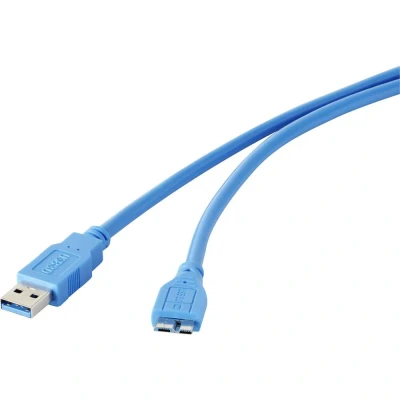 Afbeelding van Renkforce USB 3.2 Gen 1 (USB 3.0) 0.30 m Blauw Vergulde steekcontacten [1x stekker A 1x Micro B 3.0)]