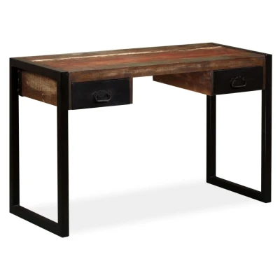 Afbeelding van Bureau met 2 lades 120x50x76 cm massief gerecycled hout