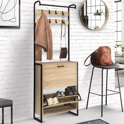 Image de Vestiaire d&#039;entrée LUIS meuble chaussures 2 portes design industriel