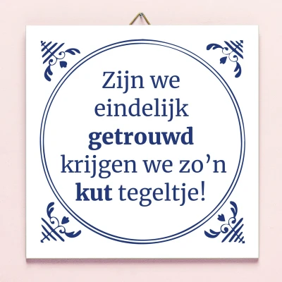 Afbeelding van Tegeltje Zijn We Eindelijk Getrouwd