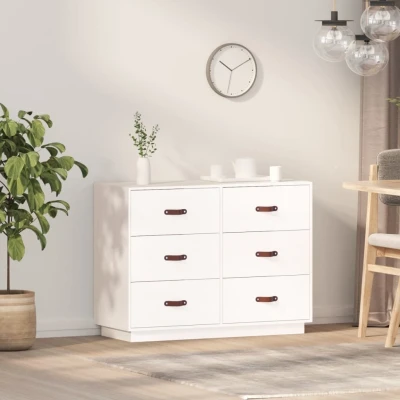 Afbeelding van Dressoir 100x40x75 cm massief grenenhout wit