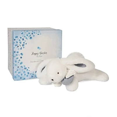 Afbeelding van Doudou et Compagnie Happy Glossy Pantin Pompon wit, DC3735