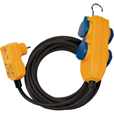 Afbeelding van Brennenstuhl FI IP54 Beschermingsadapterkabel met Powerblock (4 voudige verlenging voor buiten IP54, 5m kabel, persoonlijke beschermingsschakelaar)