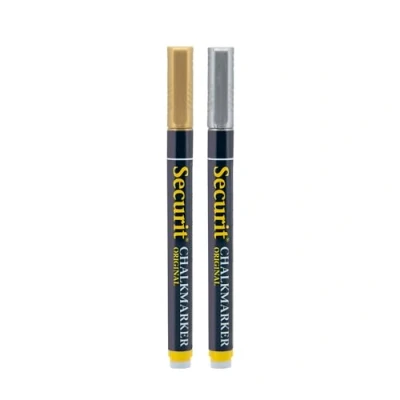 Afbeelding van Krijtstift Securit, Dun, 2 stuks Goud en Zilver, SMA100