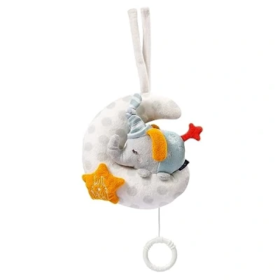 Afbeelding van Fehn 053067 Boîte à musique éléphant dans La lune douillette avec broderie « Glow in the Dark » Mélodie est levée Pour bébés partir de 0 mois Taille : 18 cm