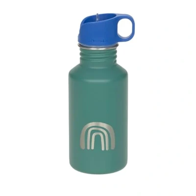 Image de LÄSSIG Gourde en acier inoxydable sans BPA 500 ml pour enfants, crèche, maternelle, anti fuite avec bouchon boisson sportive/bouteille Little Gang vert arc ciel