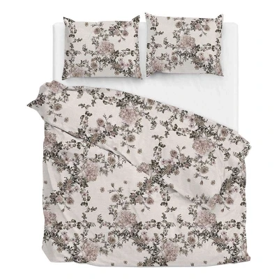 Afbeelding van Dekbedovertrek Ruffina Tweepersoons (200x200 cm) Taupe Katoen Dessin: Bloemen Zo!Home Dekbed Discounter.nl