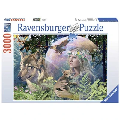 Image de Puzzle Ravensburger Loups au clair de lune, 3000 pièces