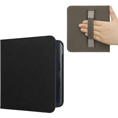 Afbeelding van kwmobile flip cover geschikt voor Kobo Libra Colour Case met magnetische sluiting en handvat Hoes e reader in zwart design