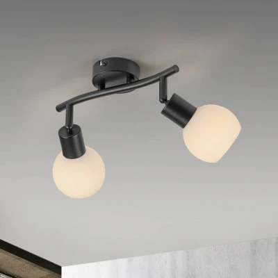Afbeelding van JUST LIGHT. Loki plafondlamp, 2 lamps, zwart, ijzer, glas