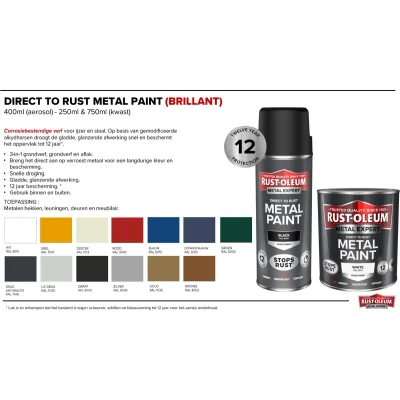 Afbeelding van Rust oleum metal expert metaalverf direct op roest hoogglans 750 ml, gitzwart ral 9005