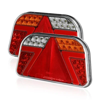 Afbeelding van Aohewei Achterlichten voor aanhangers, 12 V/24 V, waterdicht, knipperlichten, remlicht, achterlicht, achteruitrijlicht, mistlampen en reflectoren met 25 cm kabel, vrachtwagens, caravans,