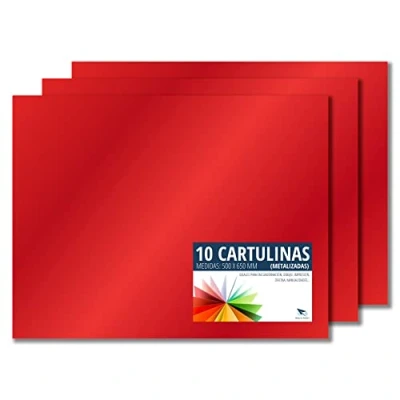 Afbeelding van Raylu Paper® Doos 50 x 65 cm, 10 stuks, 180 g/m², ideaal voor knutselen, kantoor, tekenen, origami (metallic rood)
