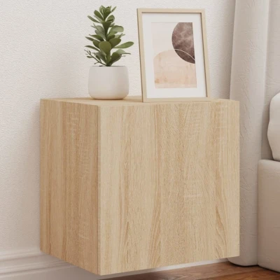 Afbeelding van Tv wandmeubelen met LED 2 st 40,5x35x40 cm sonoma eikenkleurig