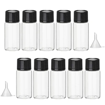 Afbeelding van Hyber&amp;Cara 10 Stks ml Clear Glas Flessen Kleine Lege Monsterflacons met Schroefdop, Bonus 2 Mini Trechters