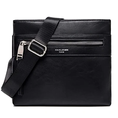 Afbeelding van David Jones Herentas met schouderriem, cross shoulder tas, nylon, zacht PU leer, klein formaat, messenger meerdere zakken, zakelijk werk, klassieke stadsmode, sport, Zwart kunstleer, Retro
