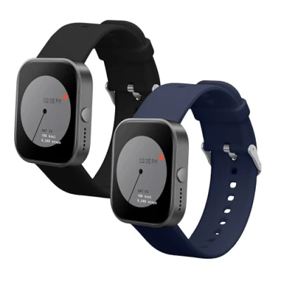 Afbeelding van kwmobile 2x horlogebandjes geschikt voor CMF Watch Pro 2 / 1 bandje Smartwatch bandjes van TPU Activity tracker horloge band in zwart donkerblauw