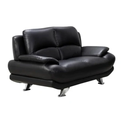 Afbeelding van Tweezitsbank van kunstleer MUSKO Zwart. L 150 cm x H 89 D 91